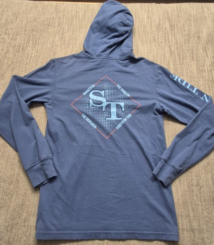 Southern Tide blue long sleeve hooded t-shirt XS fishing drawstring logo Cotton gallery