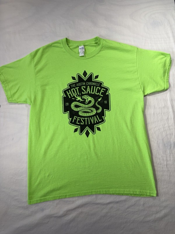 Austin Chronicle Hot Sauce Festival 2019 T-Shirt Lime Green Mens Large Pre-Owned