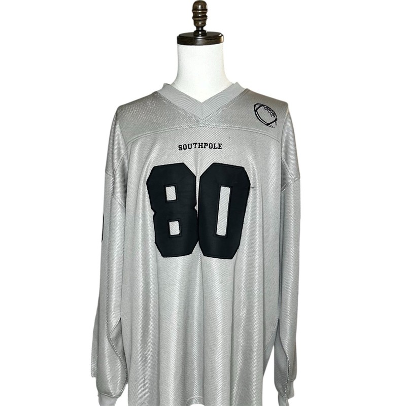 Southpole International Sports Men’s Gray Mesh Jersey V-Neck Long Sleeve 3XL