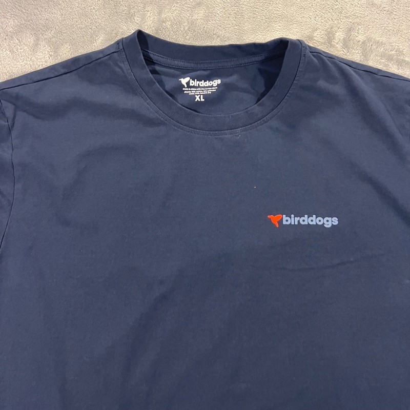 BIRDDOGS T-Shirt Mens XL Navy Blue Excellent Graphic Back Performance Cotton Tee