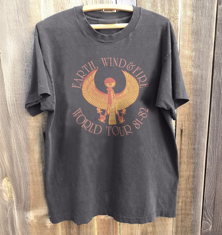 NEW! EARTH WIND and FIRE 81-82 TOUR Unisex Charcoal Cotton T-shirt Size S-5XL