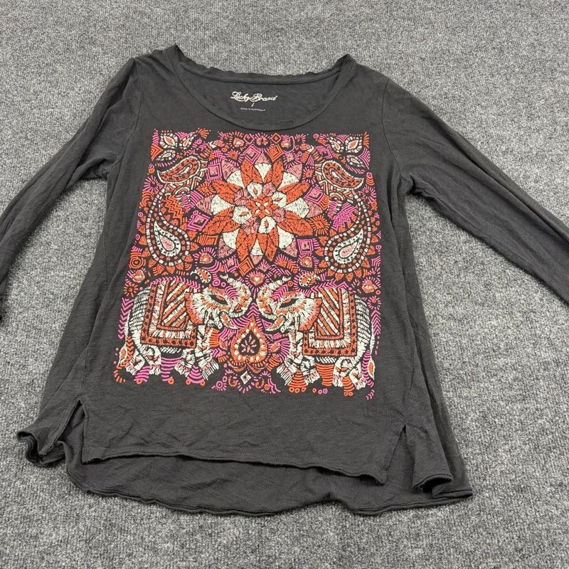 Lucky Brand Elephant Mandala Graphic Long Sleeve T-Shirt