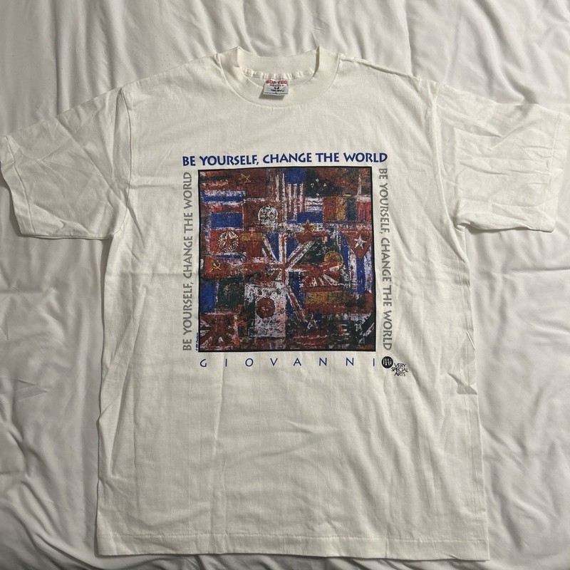 Vintage Giovanni Be Yourself Change The World Art Tee Made In USA Deadstock gallery