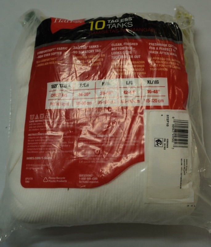 Men's Hanes 10 Tagless Tanks T-Shirt - White Longer Length gallery