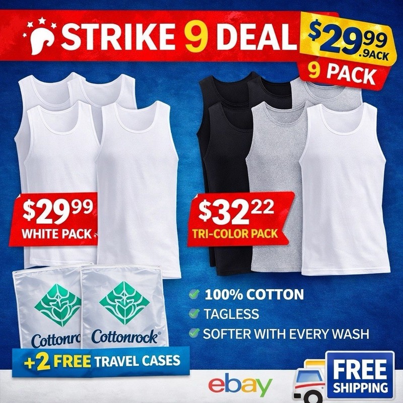 Men 100% Cotton Tank Tops Value 6-Pack Breathable Undershirts Gym Everyday Wear! gallery