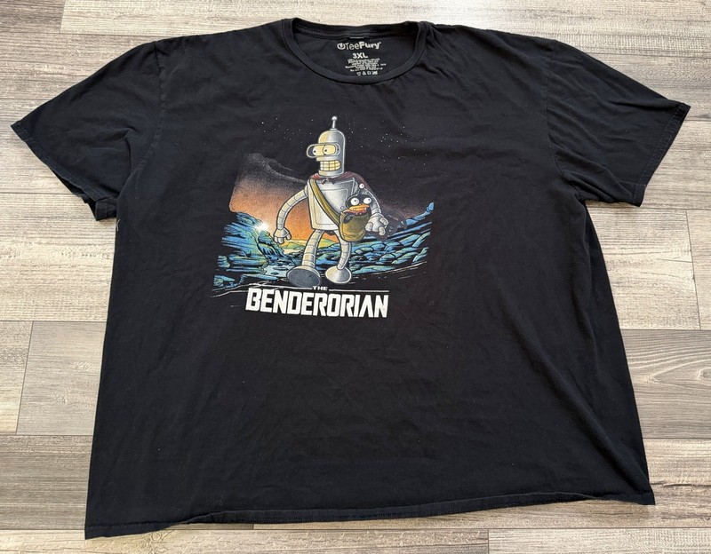 Futurama Bender Shirt Mens 3XL The Benderorian Mandalorian Parody Cartoon Tee