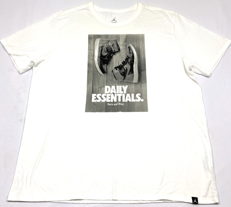 Nike Air Jordan Retro 1 “Daily Essentials” Men’s T-Shirt White Men’s 2XL Bred