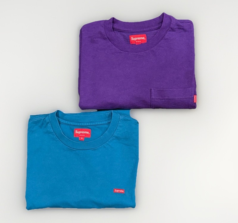 2 Supreme Small Box Logo Tee Shirts Teal Blue & Royal Purple Men’s Size M