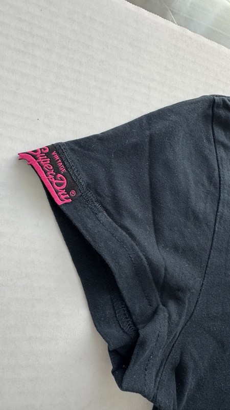 Superdry Pink Label Vintage Navy Blue Cotton T-Shirt Crew Neck Size Small gallery