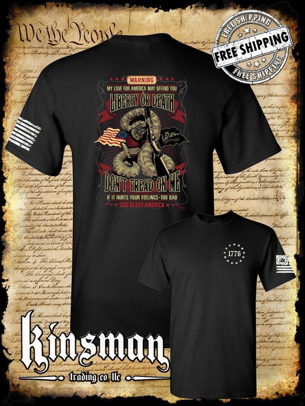 Liberty or Death Don’t Tread on Me Rattlesnake Shotgun 2-Sided T-Shirt 1776