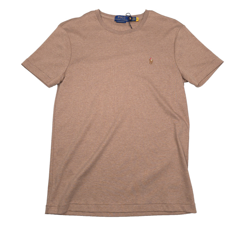 Polo Ralph Lauren Soft Cotton T-Shirt Men Medium Custom Slim Beige Cloud Heather