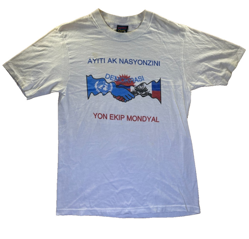Soffes Choice Haiti Democracy Graphic T-Shirt Adult Medium White UN Peacekeeping