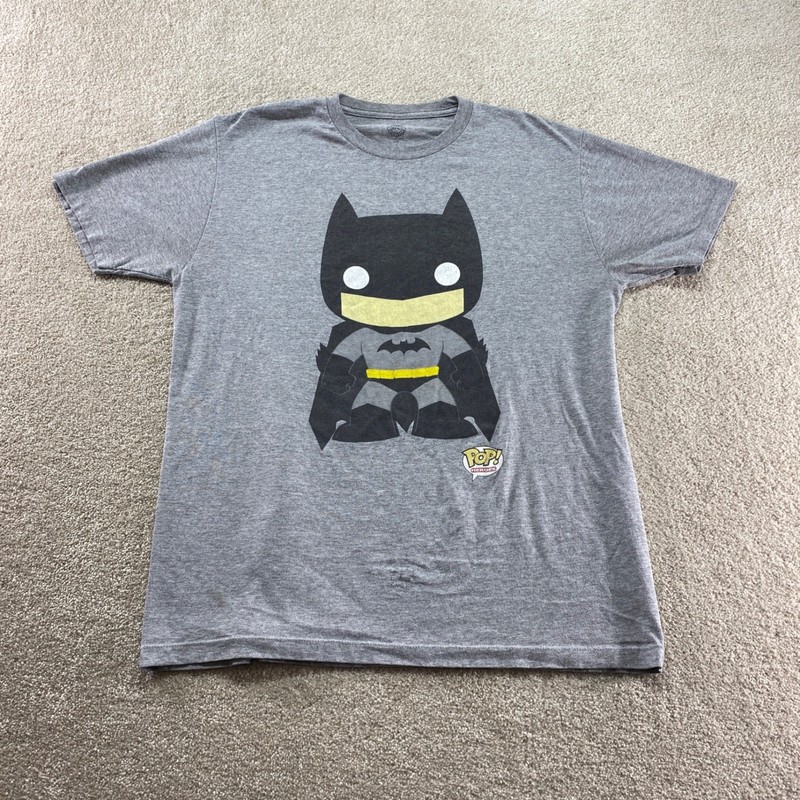 DC Comics Shirt Men Large Gray Batman Funko Pop Heroes Graphic Short Sleeve Tee