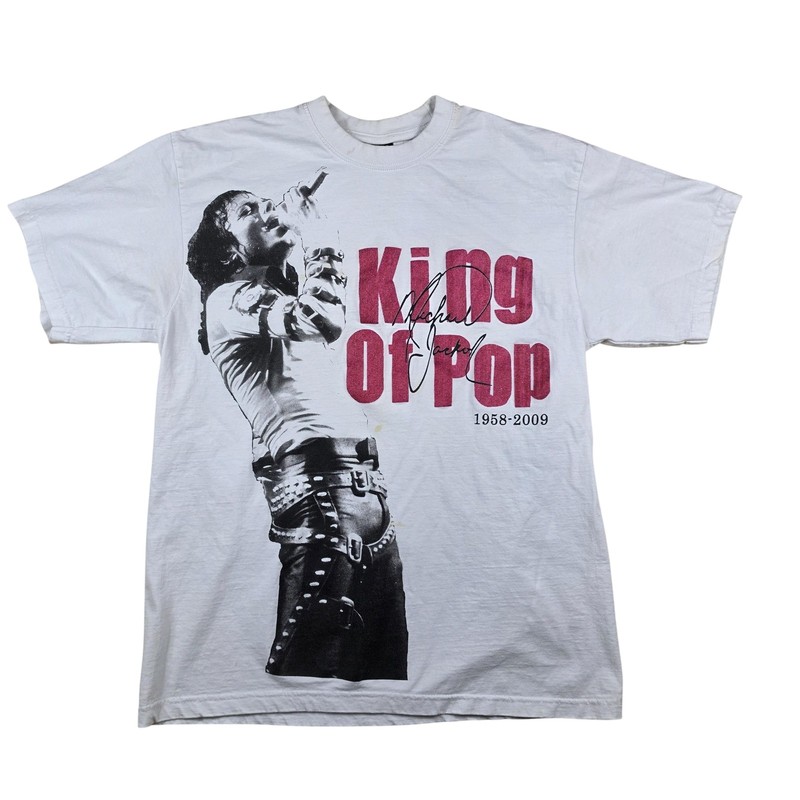 King Of Pop Tribute Shirt Mens M White Hippo Tag Graphic Tee Music 1958-2009