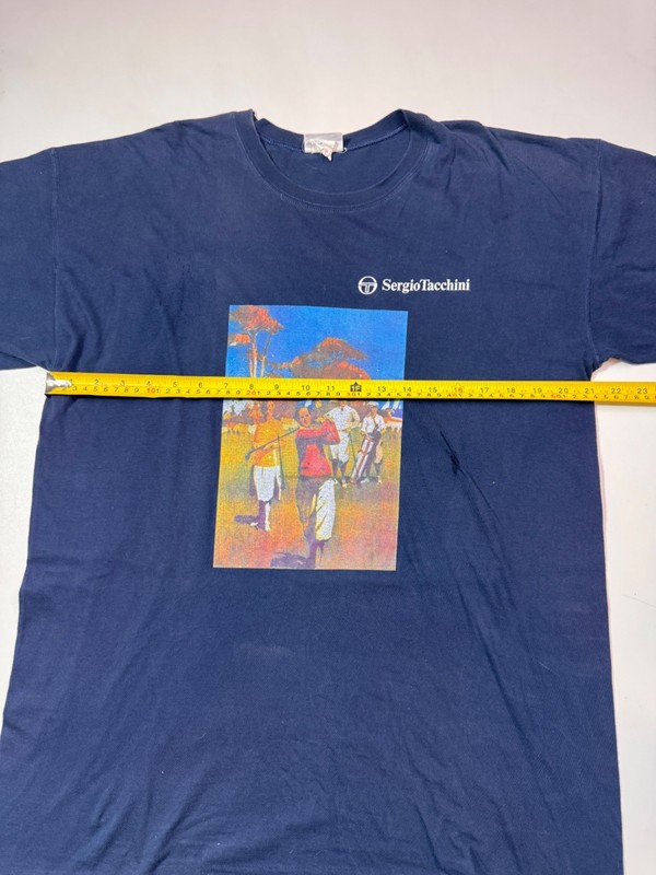 Vintage Sergio Tacchini Golf Painting on Navy T-Shirts Single Stitch Size L gallery