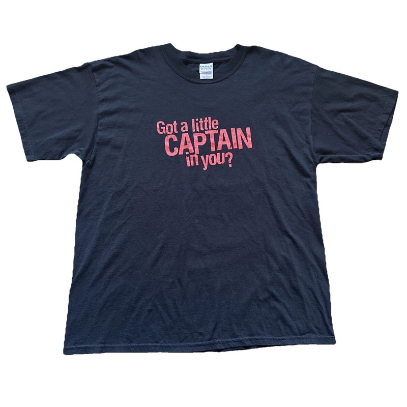 Vintage Captain Morgan Rum Promo Black T Shirt Double Sided Liquor Booze Drink