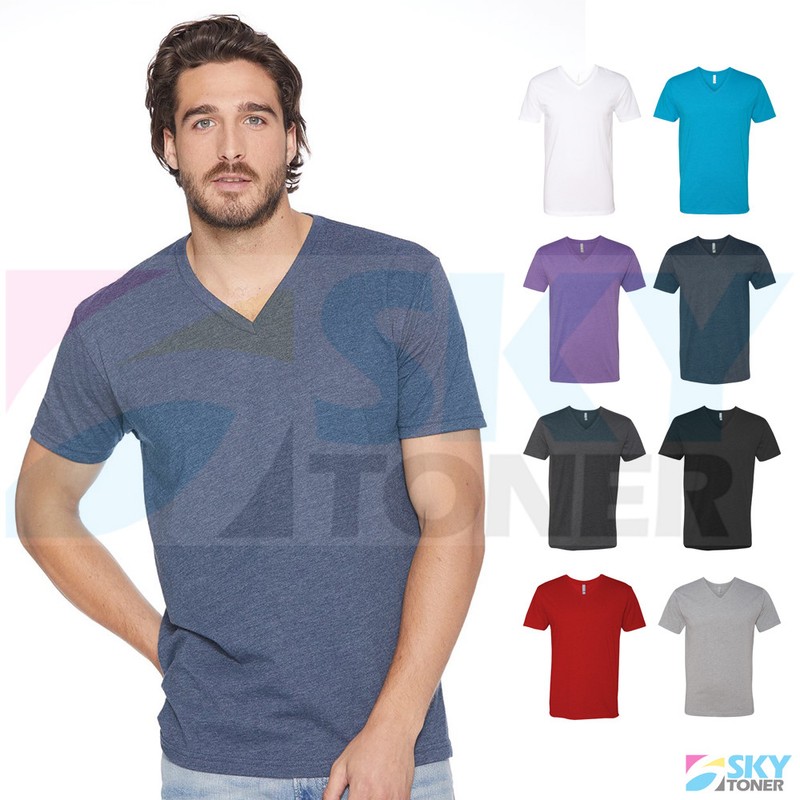 Next Level Men's Fitted Short Sleeve Solid Premium CVC V-Neck T-shirt 6240