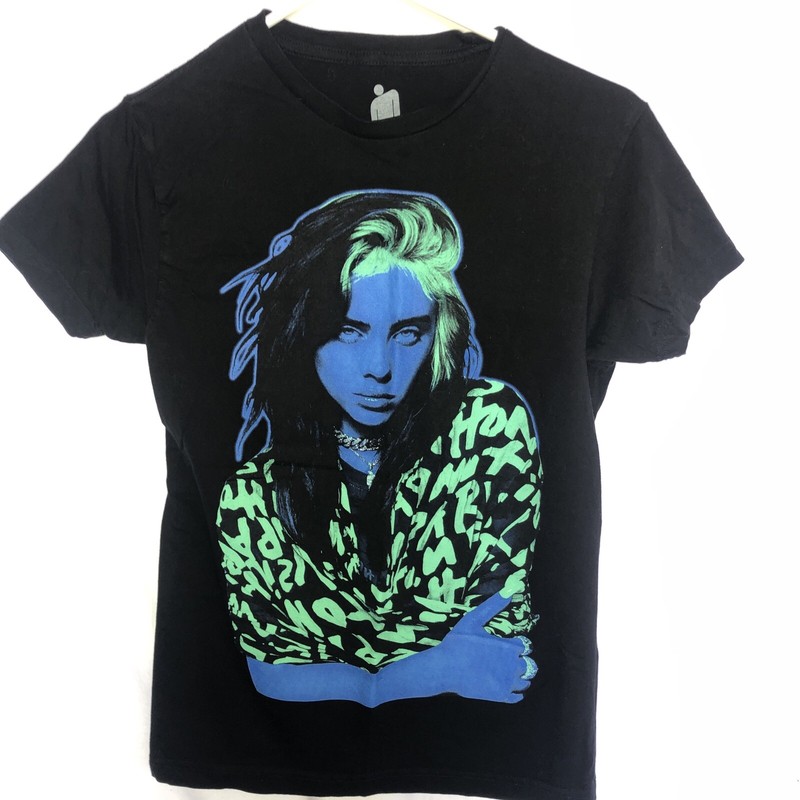 Billie Eilish Blue & Green Neon T-Shirt Black Size Medium