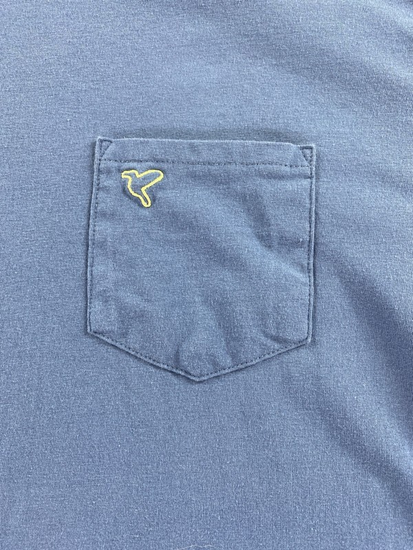 Birddogs Size XL Long Sleeve Off Blue Cotton/Poly Pocket Crew T-Shirt Preppy gallery