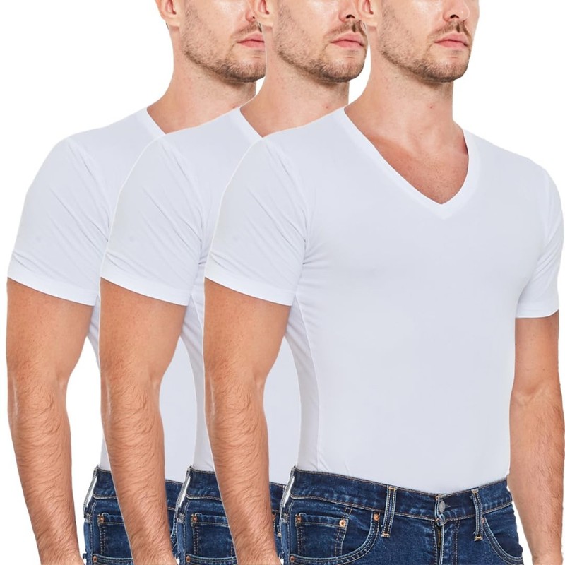 Sweat-Wicking High V Neck Undershirts for Men – Premium Mens Undershirts, Sof…