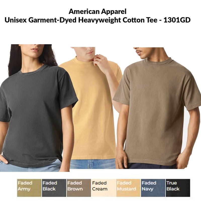 American Apparel Unisex Garment-Dyed Heavyweight Cotton Tee, t shirts, 1301GD