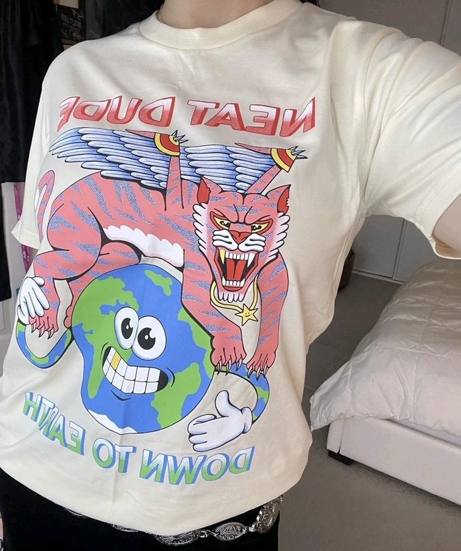 Neat Dude x Croc Jackson Men’s XL Beige Down To Earth Tiger unisex T-shirt
