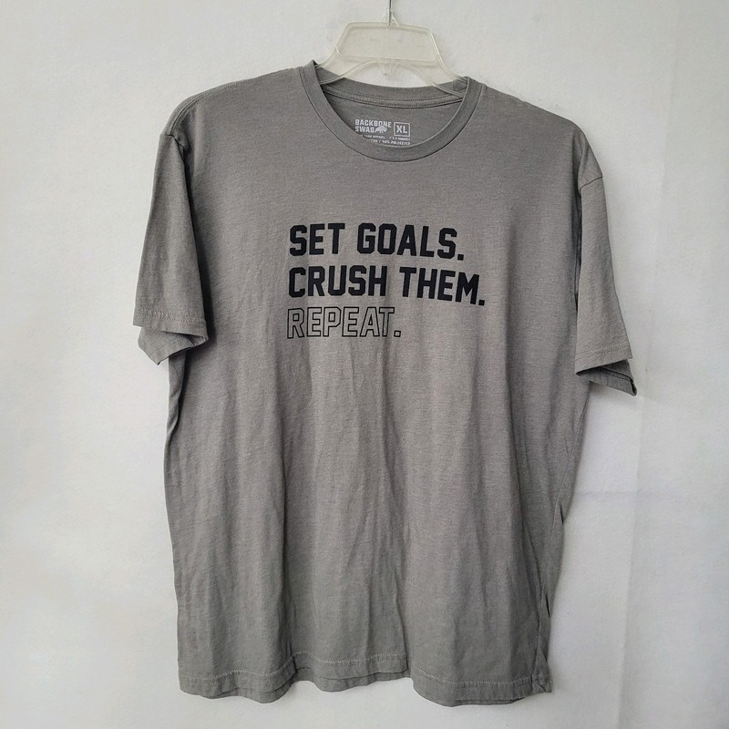Backbone Swag Shirt Mens XL Grey Active Graphic Set Goals Crush Them Repeat