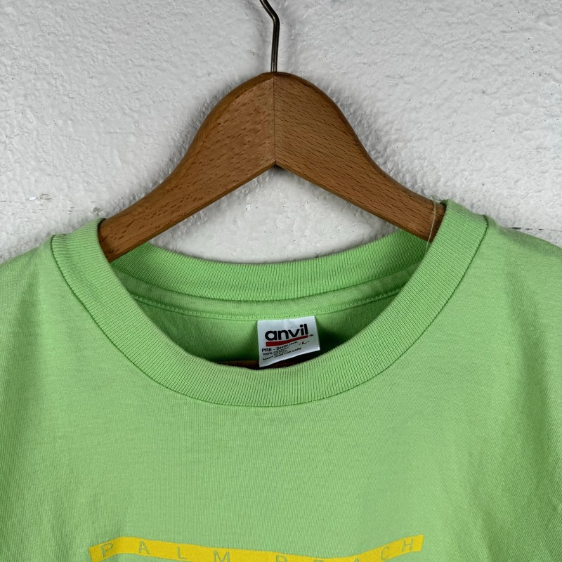 Vintage Palm Beach Shirt Size Large Green Single Stitch Vacation Travel USA 90s gallery