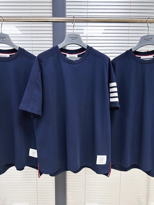 Thom Browne Mens Crew Neck Tee 228g Mercerized Cotton Sweat Wicking Cool M-2XL