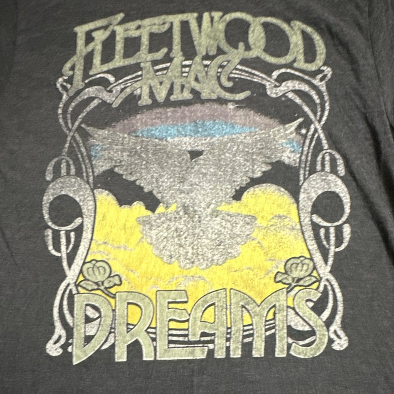 Fleetwood Mac “Dreams” Men’s Gray Graphic Print T-Shirt Crew Neck Cotton Medium