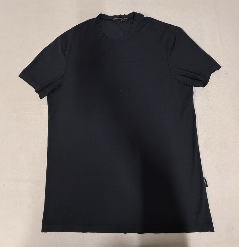Emporio Armani Shirt Mens XL Black Logo Tee Lyocell Cotton Designer 219
