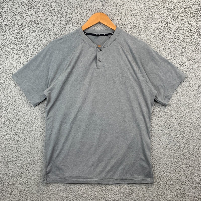 Public Rec Henley Shirt Mens Medium Gray Pima Short Sleeve Active Work Travel