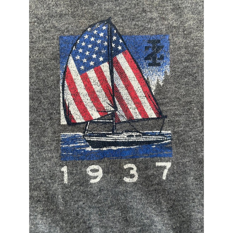 IZOD Mens Large T-Shirt Gray Saltwater USA Sailboat Graphic Soft Wash Crew gallery