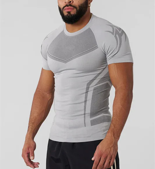 Men Short Sleeve Compression Shirts Quick Dry Fitness Cycling Running T-Shirt Wo