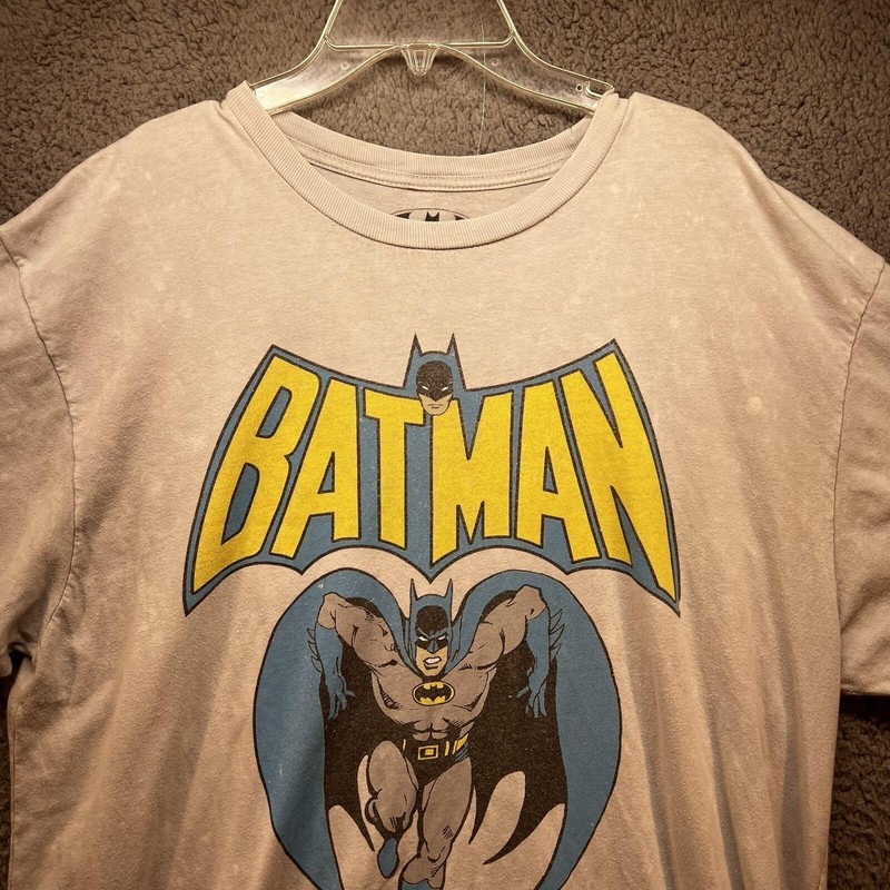 Batman Shirt Mens Large Gray Graphic Tee DC Comics Superhero Cotton Short Sleeve gallery