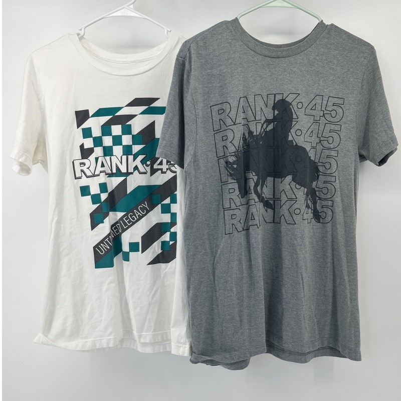 Rank 45 Graphic T-Shirt Bundle Mens M White Grey Western Untamed Legacy 2PK