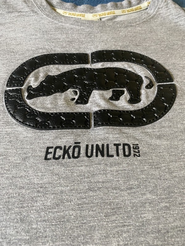 Vintage Y2K Ecko Unltd Raised Leather Rhino Logo The Classic T Shirt Sz XXL Grey gallery