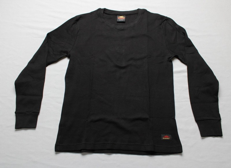 Knocker Men’s Mid Weight Waffle Pullover Thermal Shirt DH3 Black Medium
