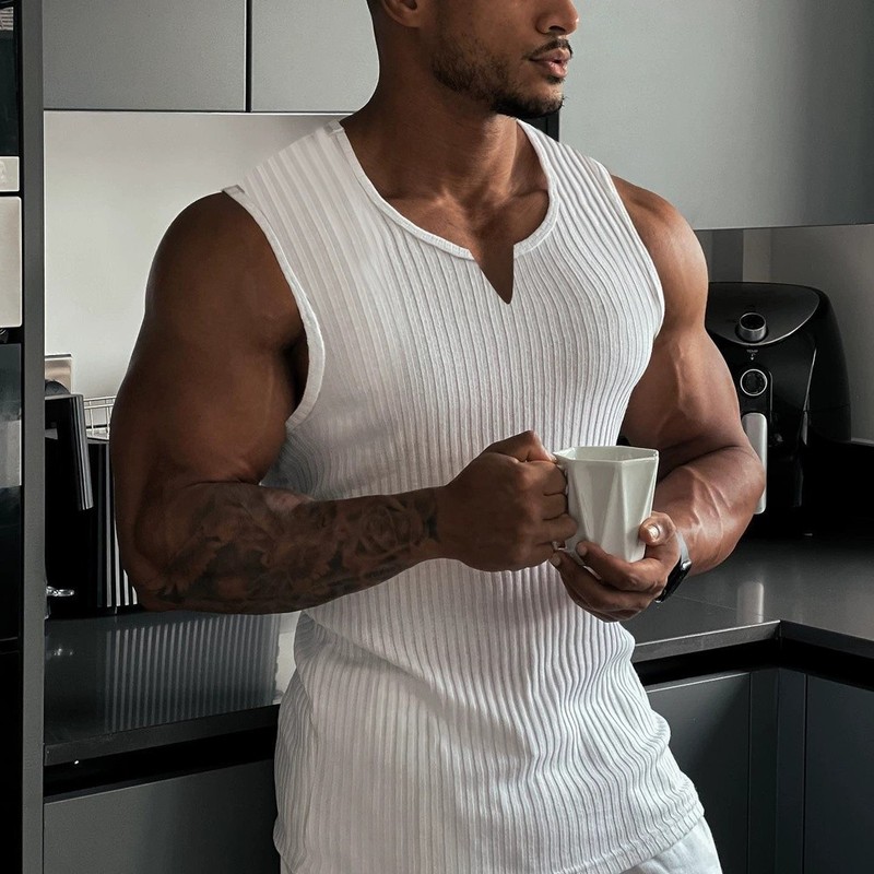 Quick Dry Breathable Men's Tank Top V Neck Polyester for Outdoor Activities gallery