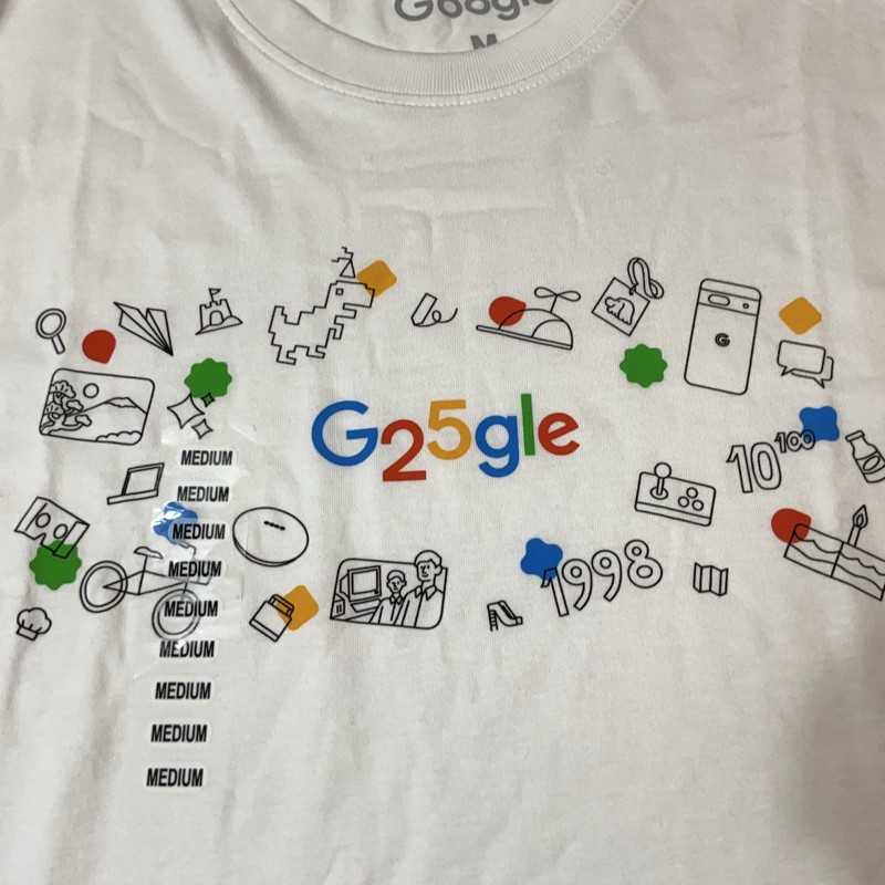 Google Merch Original 25th Birthday Employee Shirt Sz M Collectible White NWOT gallery