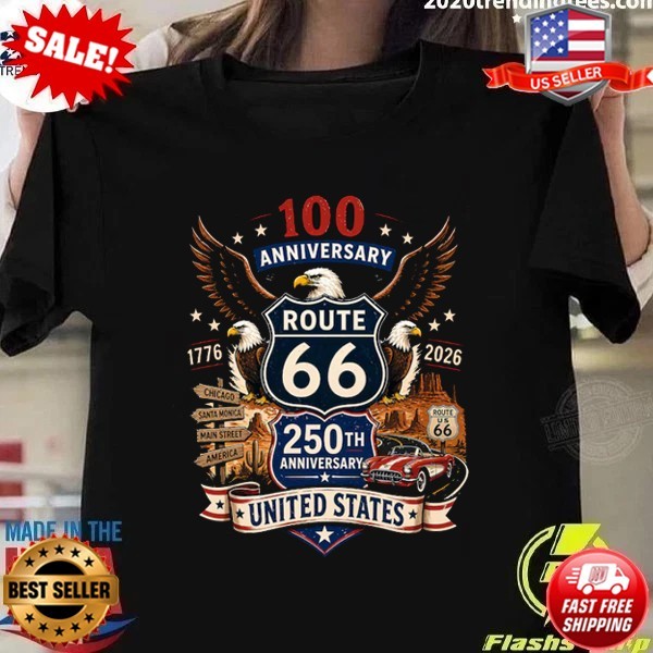 250th Anniversary USA Tee Route 66 Patriotic 4th of July T-Shirt S-5XL FREESHIP