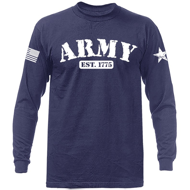 Army Military Veteran American Pride Patriotic Graphic Long Sleeve
