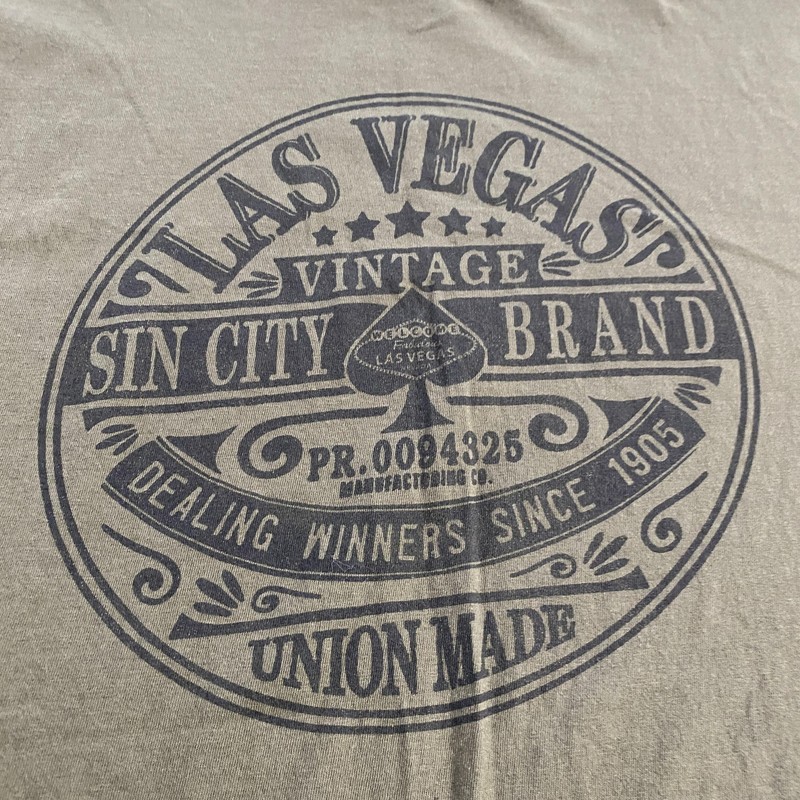 Las Vegas Sin City Graphic Shirt Mens Extra Large Olive Green Crewneck Tee gallery