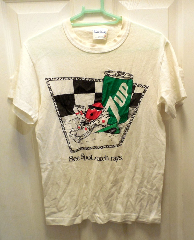 Vintage 7UP Shirt Mens SM 90s USA Single Stitch Seven Up Tee Jays Spot Snack