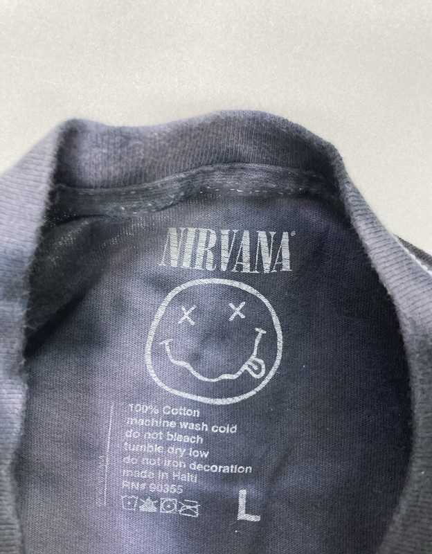 Nirvana Happy Face Graphic T-shirt Men Large Oversized Black Tie Dye Music gallery