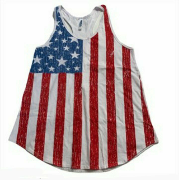 World Calhoun Tank Top Womens M Red White Blue Us American Flag Sleeveless