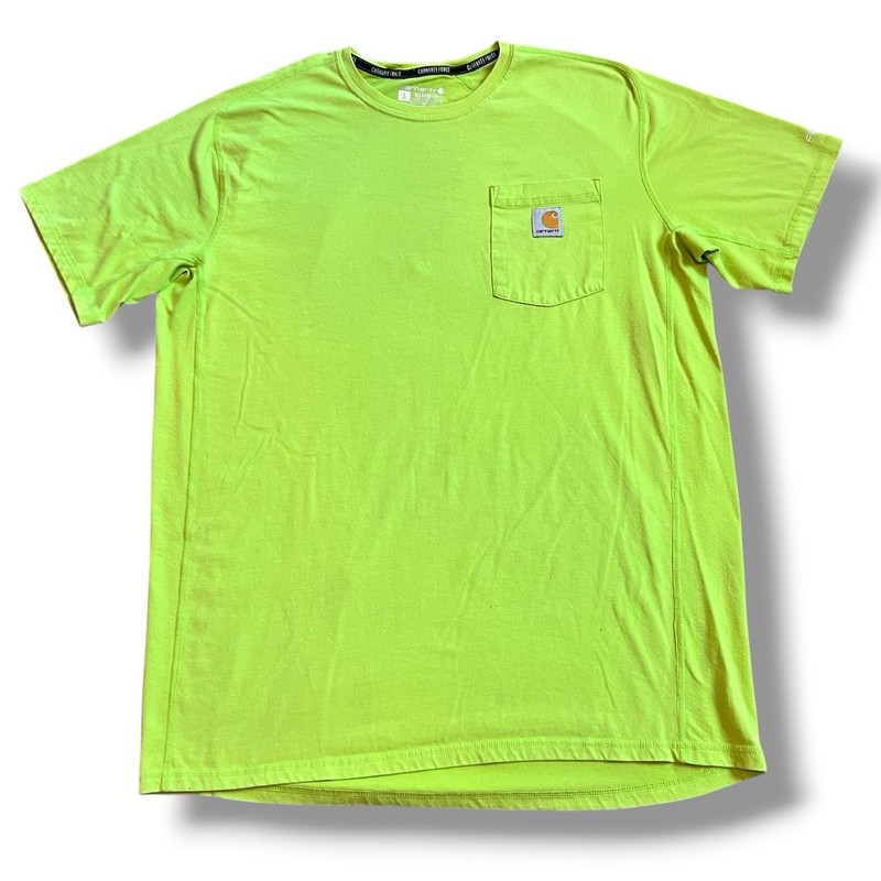 Carhartt – Men’s Sz L Work Wear Pocket T-shirt Cotton Blend Safety Green C-9
