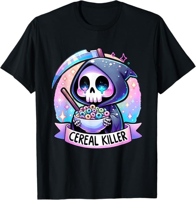 Cereal Killer Breakfast Cereal Bowl Cereals Skull Skeleton T-Shirt