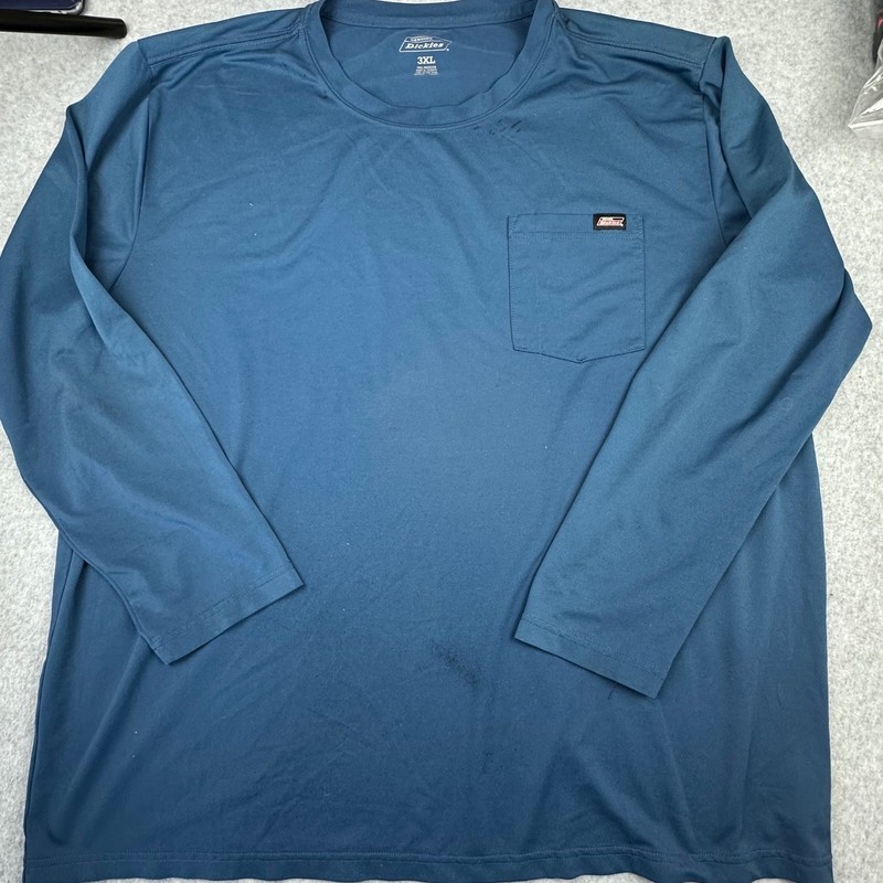 Dickies Mens 3XL Blue Long Sleeve Pocket Temp-i-genine Performance Shirt