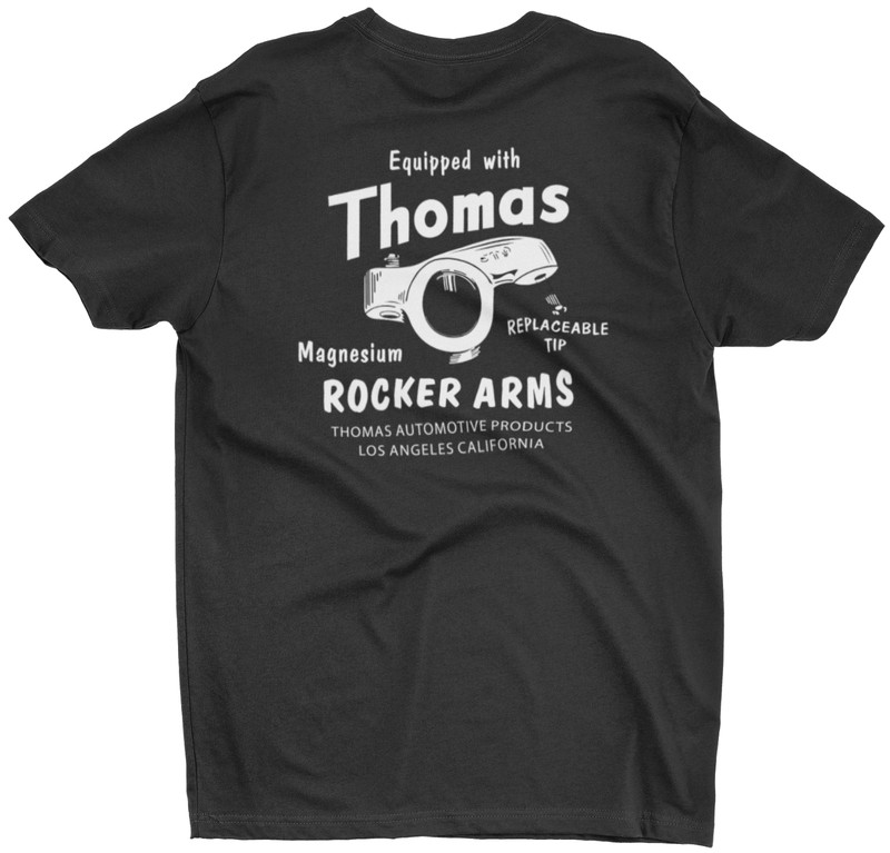 Thomas Rocker Arms Magnesium Black Tall Tee T-Shirt Speed Equipment Drag Racing gallery